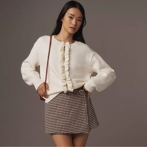 Anthropologie English Factory Ruffled Trim Cardigan Sweater NWT